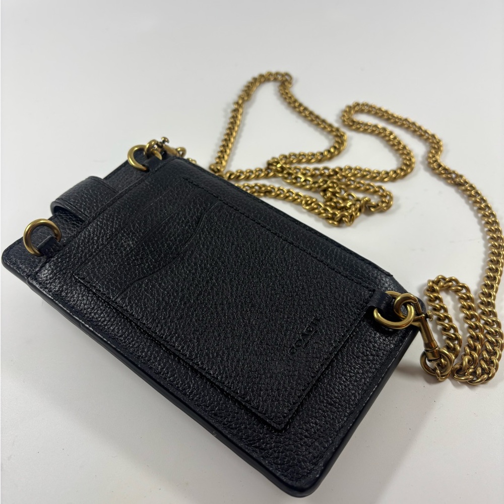 Coach Black Leather Bag with Gold Chain